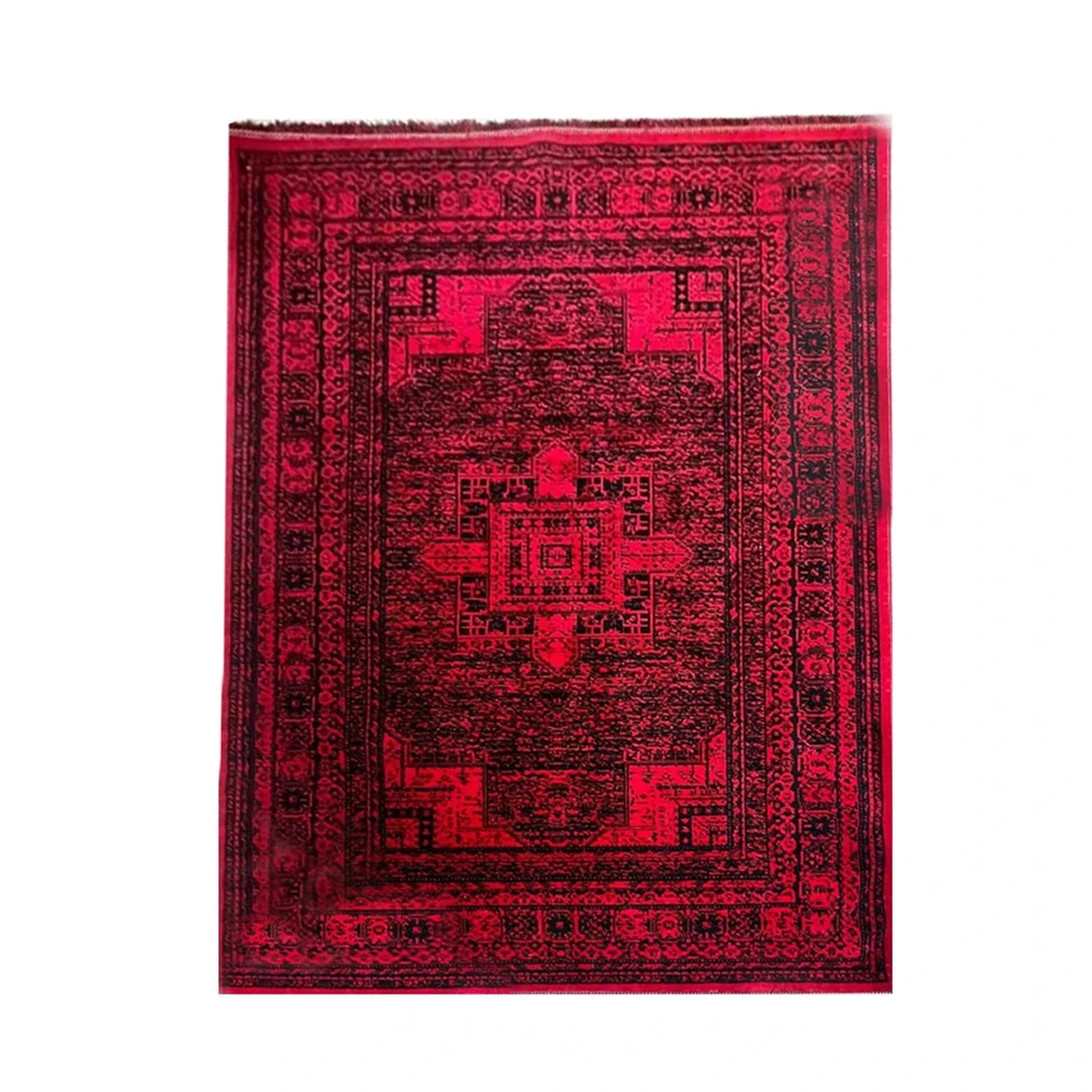 فرش ماشینی 1200 شانه زمینه قرمز حاشیه قرمز مدل بلوچی مدرن زمینه قرمز سایز 9 متری copy-small-image.png