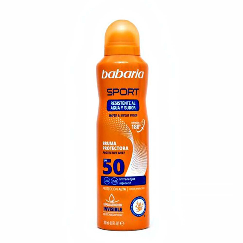 اسپری ضد آفتاب بیرنگ بدن، دست باباریا SPF 50 مدل Sport مناسب برای انواع پوست حجم 200 میلی لیتر