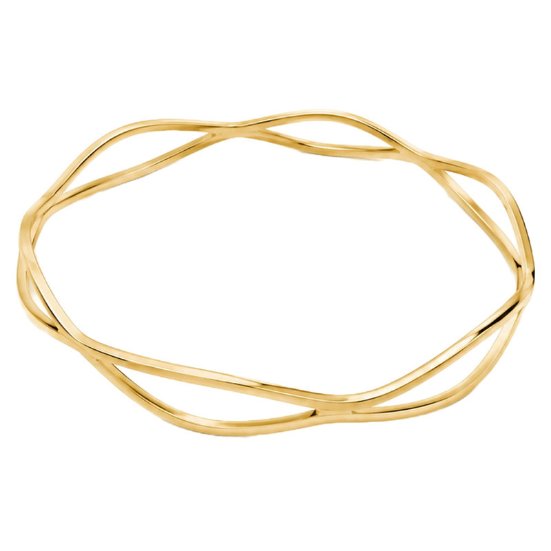 النگو طلا 18 عیار زنانه گالری طلای پیرعطا مدل آینه ای موجدار کد Wave23g سایز 3