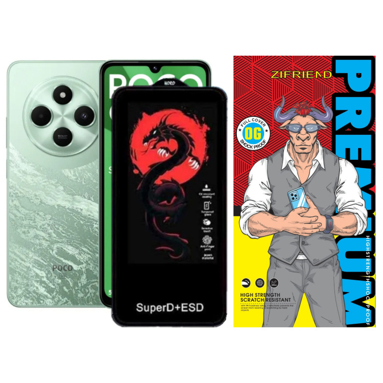 محافظ صفحه نمایش شیشه ای گوشی موبایل زیفرند مدل Red Dragon مناسب شیائومی Poco C75 5G