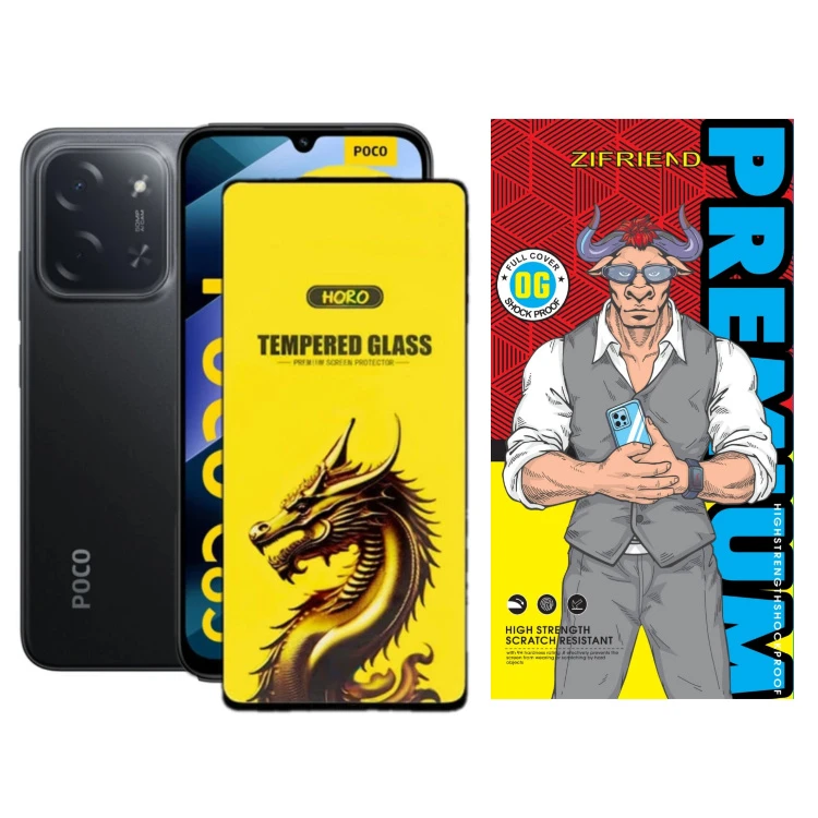محافظ صفحه نمایش شیشه ای گوشی موبایل زیفرند مدل Gold Dragon مناسب شیائومی Poco C85 4G