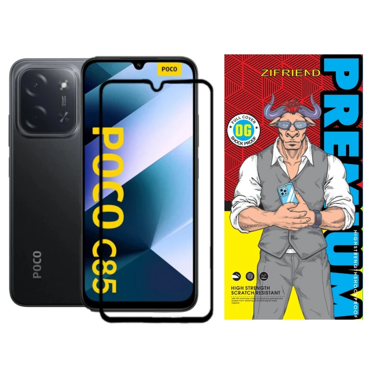 محافظ صفحه نمایش گوشی موبایل زیفرند شیشه ای فول چسب مدل 9H مناسب شیائومی Poco C85 4G