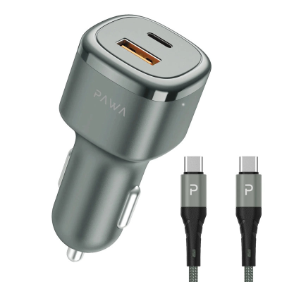 شارژر فندکی 50 وات پاوا مدل Solid Car Charger به همراه کابل USB-C 