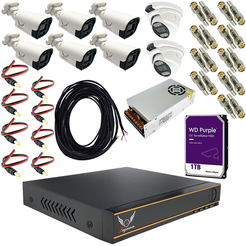 سیستم امنیتی دوربین مداربسته رایمون مدل 2 مگاپیکسل کد RP-2M-8C-01
