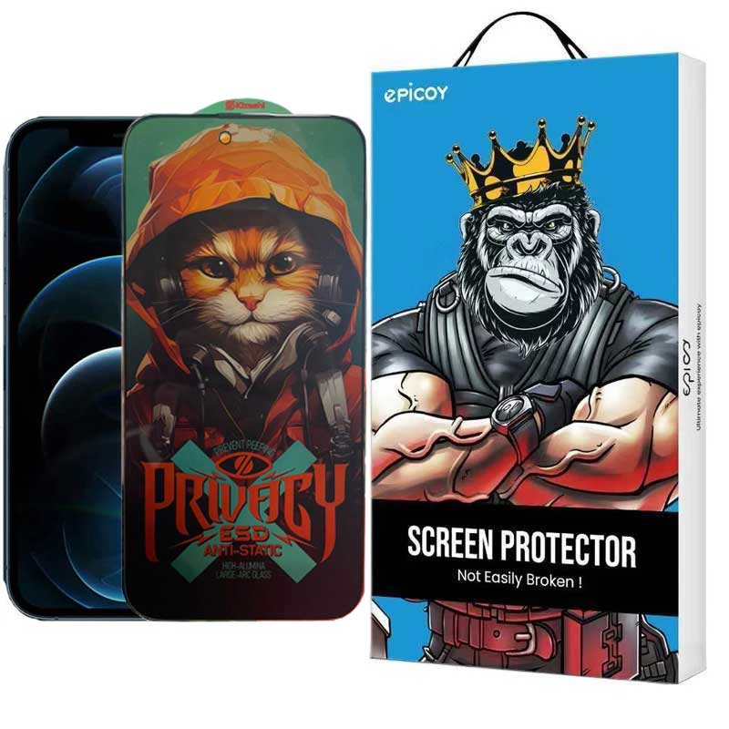 گلس گوشی اپل iPhone 12 - 12 Pro حریم شخصی اپیکوی مدل Hoodie Cat