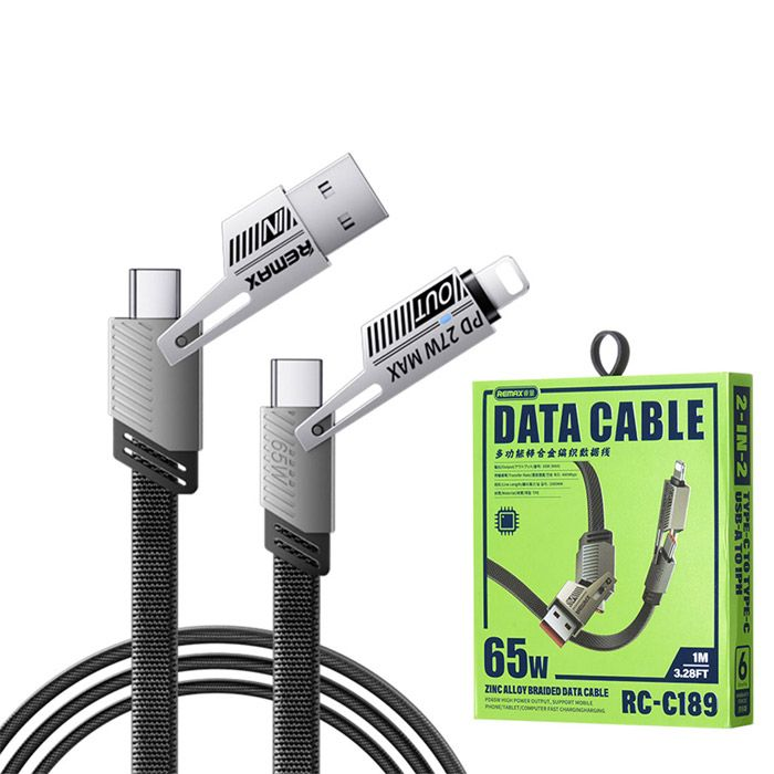 کابل شارژ و دیتا چهار حالته ریمکس مدل RC-C189  طول 1 متر