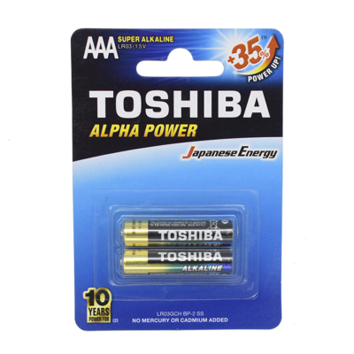باتری نیم قلمی سوپر آلکالاین توشیبا مدل Alpha Power بسته 2 عددی