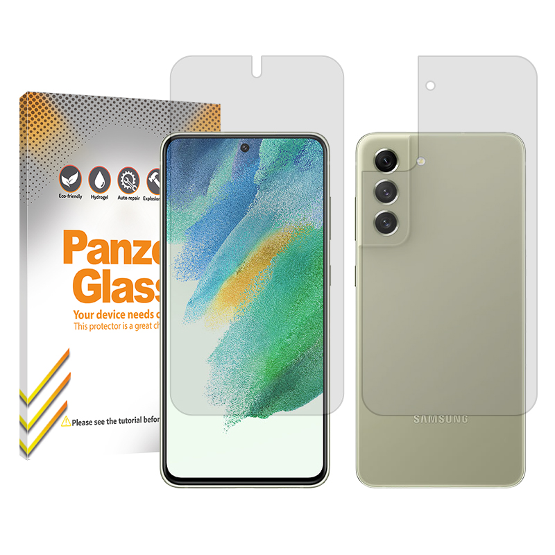 گلس گوشی شفاف سامسونگ Galaxy S21 FE 5G پنزر گلس مدل Resistant به همراه محافظ پشت گوشی