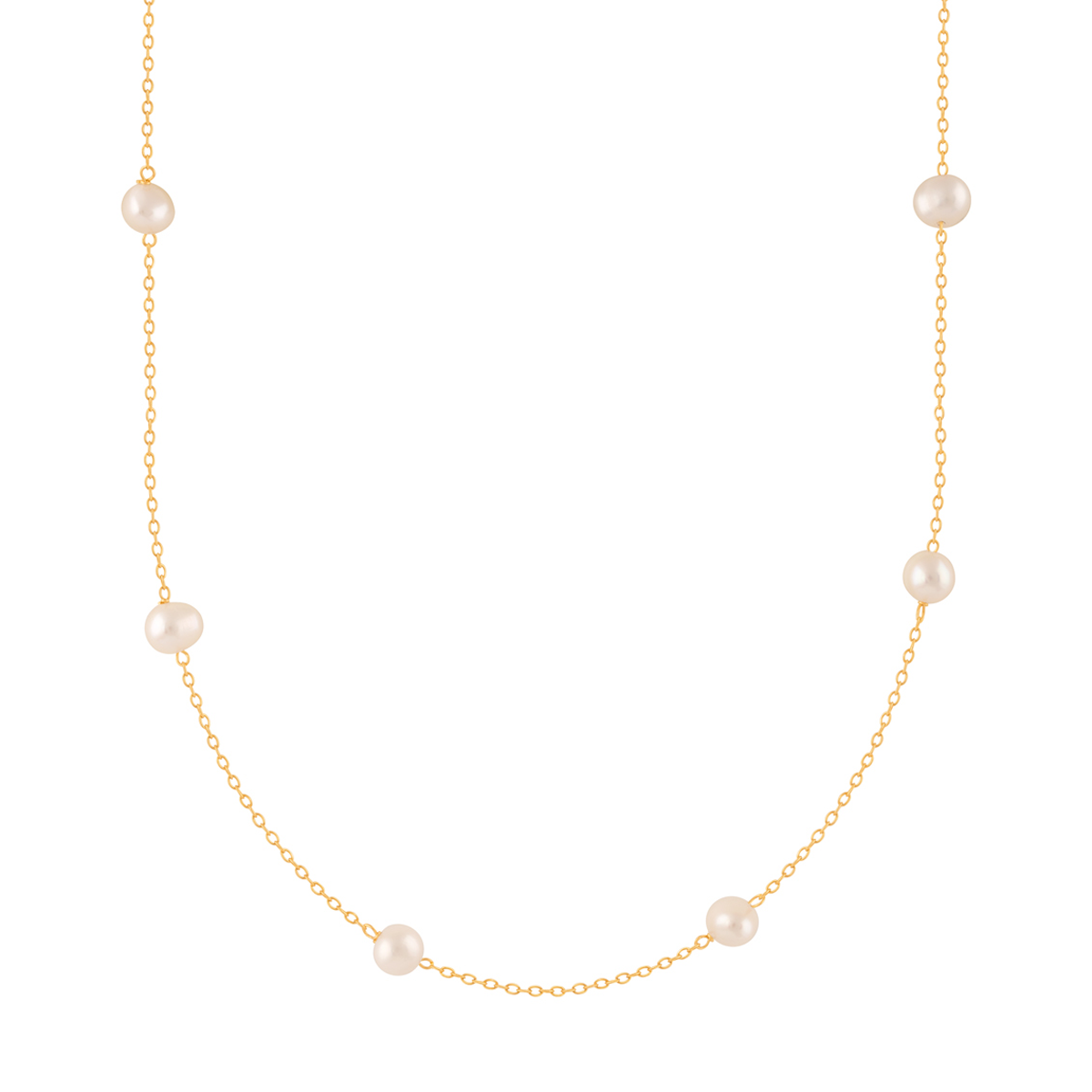 گردنبند طلا زنانه طرح هفت مروارید پرسته کد WN392