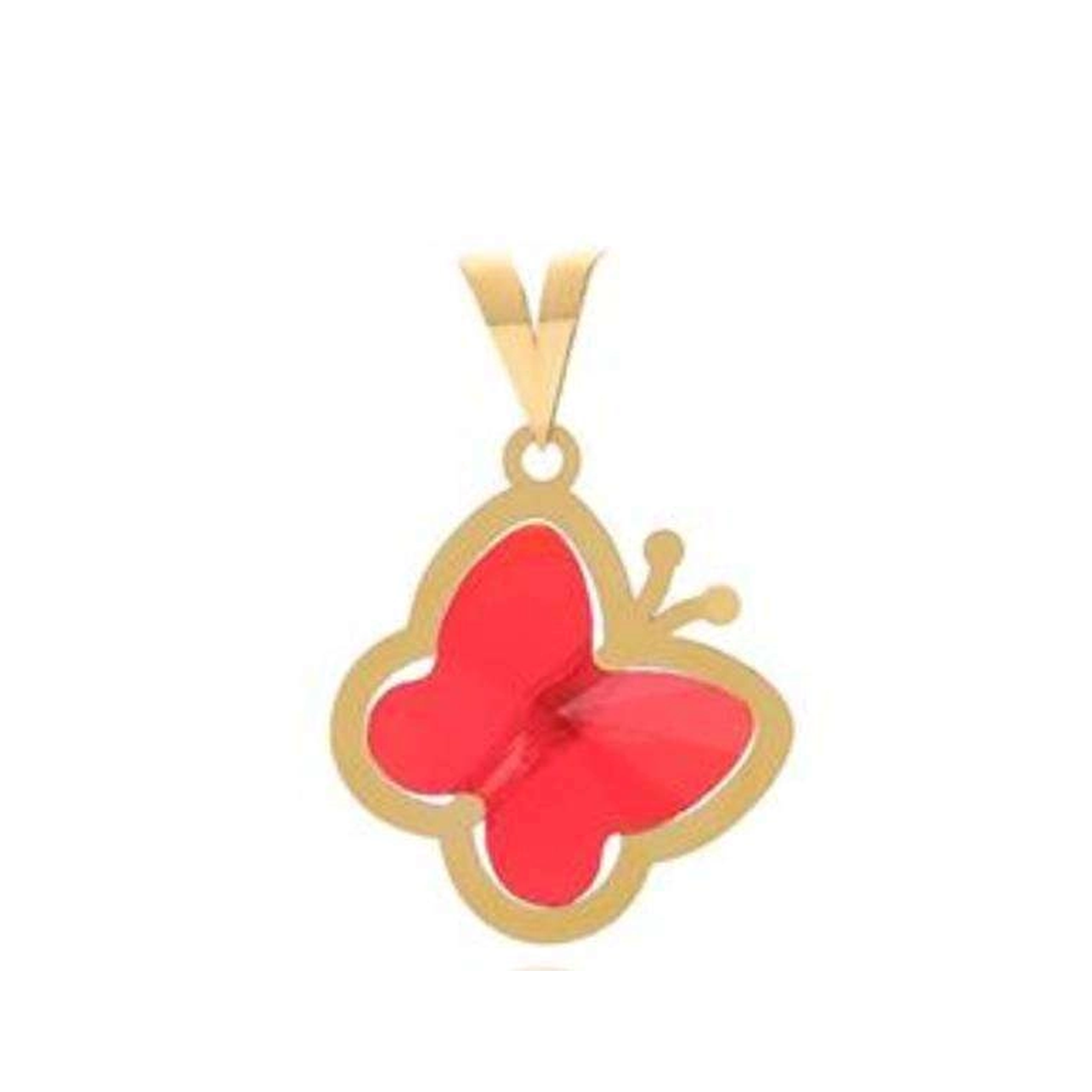 پلاک طلا زنانه طرح پروانه قرمز سواروسکی اپال گلد کد sh0160