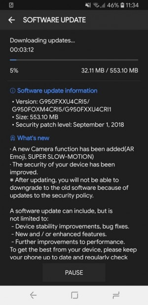 آپدیت گوشی S8