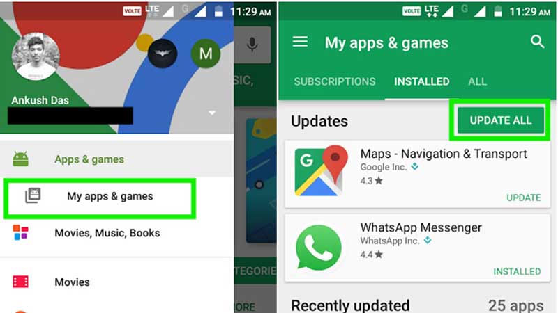 Update کردن برنامه