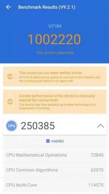 امتیاز تراشه مدیاتک دایمنسیتی 2000 در بنچمارک AnTuTu