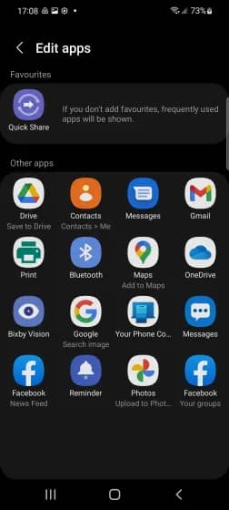 اشتراک سریع اپلیکیشن در one ui 4