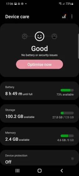 امکانات بیشتر برای Device Care Menu