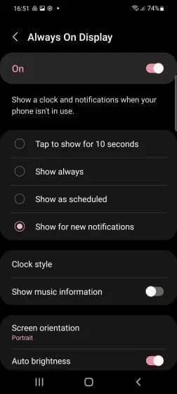 One ui 4 always on display