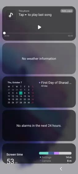 ویجت تقویم ماهانه در صفحه قفل One Ui 4