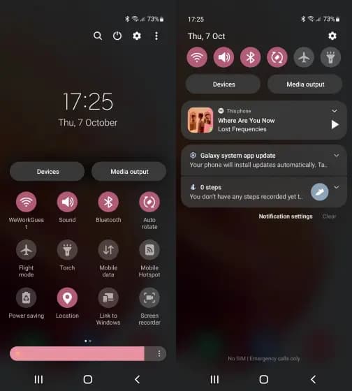 طراحی جدید پنل دسترسی سریع one ui 4.0