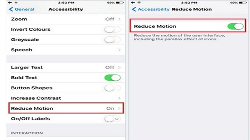 Reduce Motion ایفون