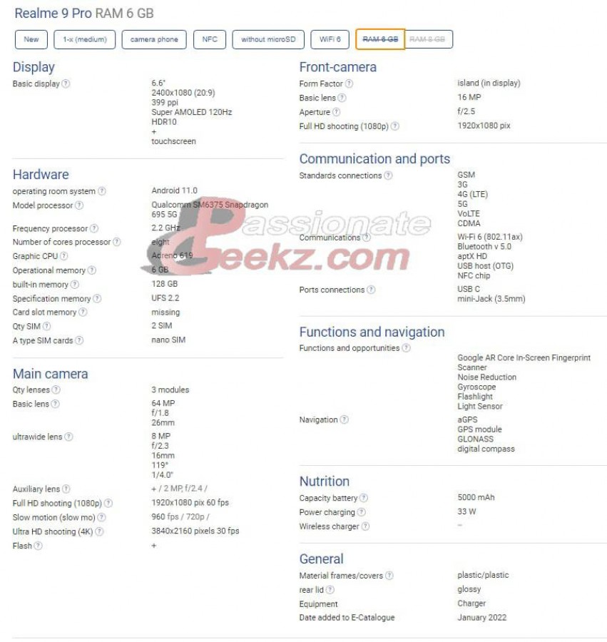 مشخصات گوشی ریلمی 9 پرو
