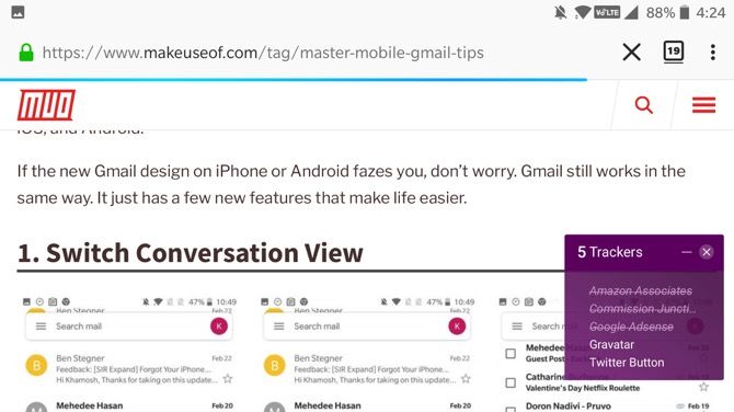 افزونه فایرفاکس Ghostery برای اندروید