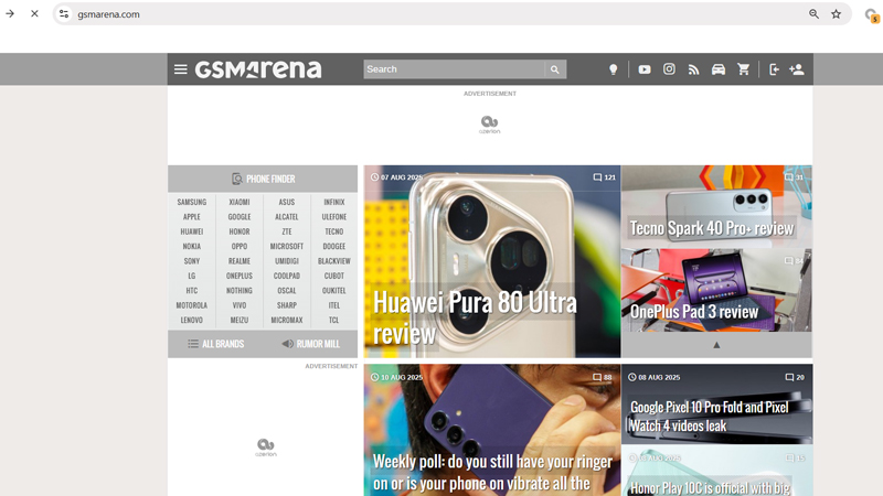 مقایسه گوشی سایت خارجی gsmarena