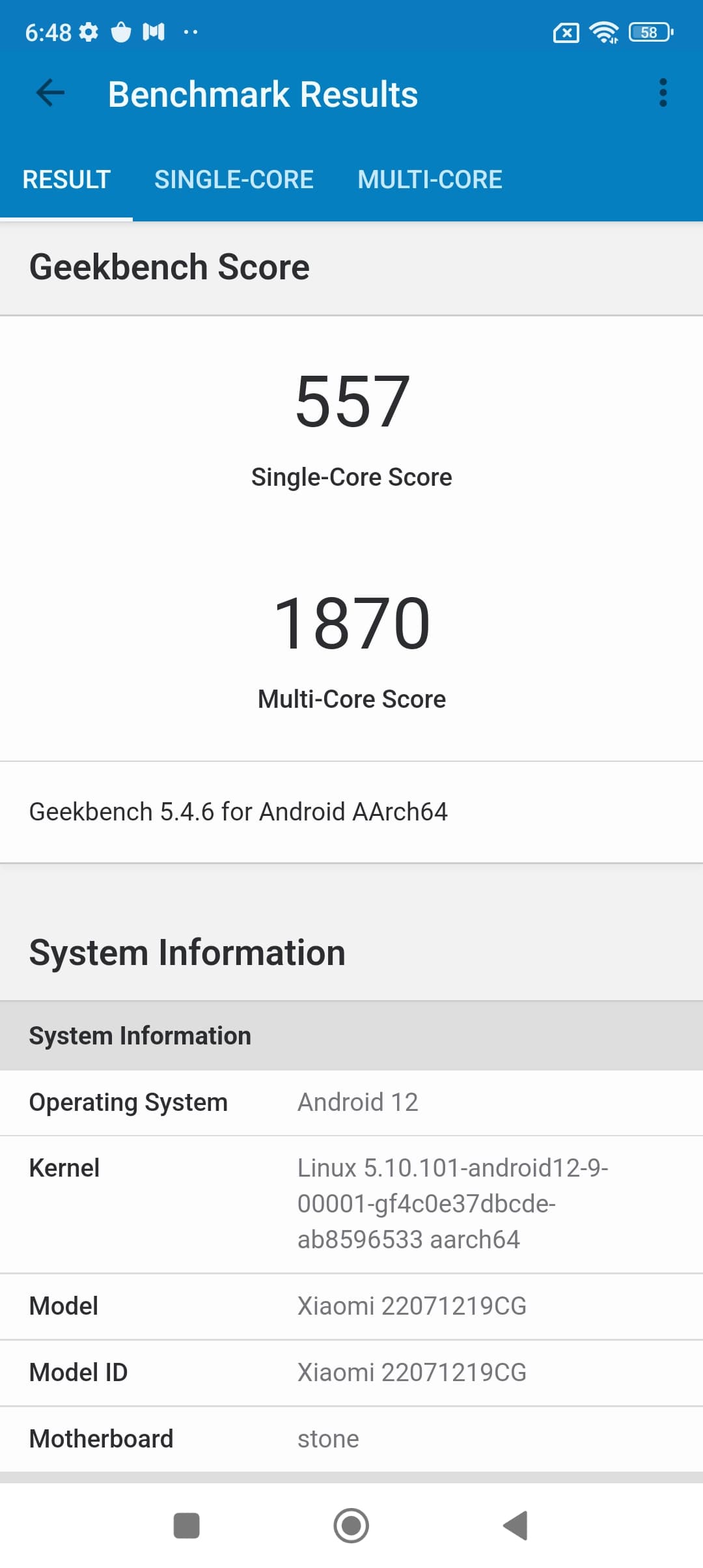 Poco M5 GeekBench