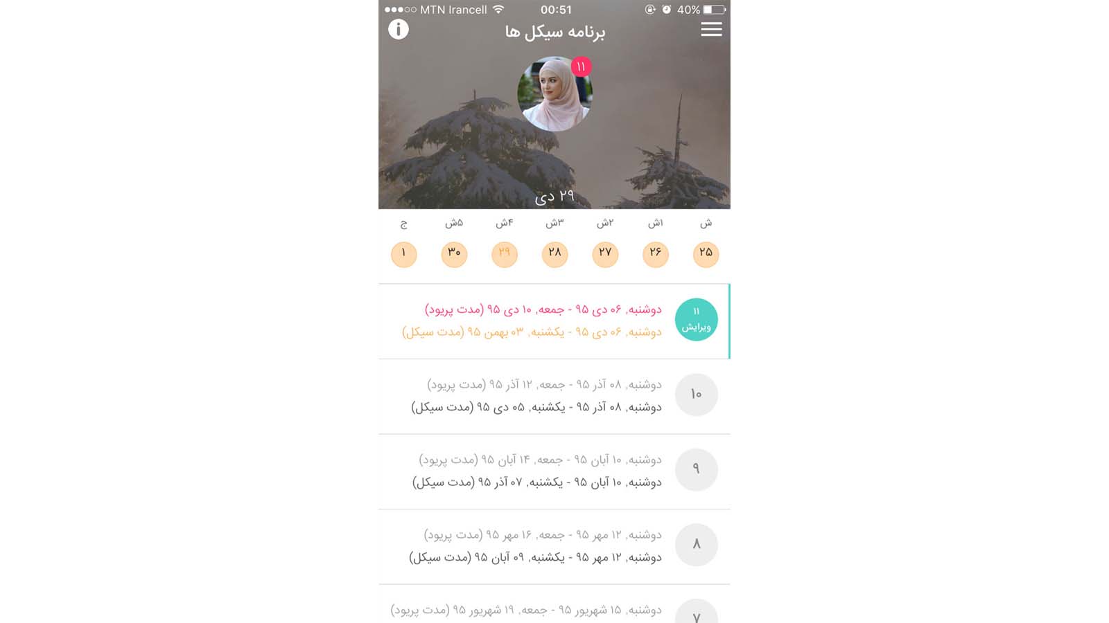 اپلیکیشن قاعدگی اپلیکیشن پریود اپلیکیشن قاعدگی برای ایفون