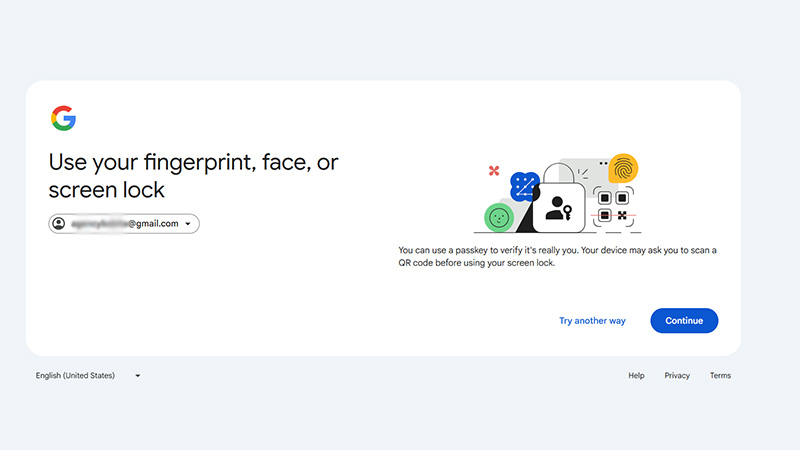 بازیابی جیمیل به کمک passkey