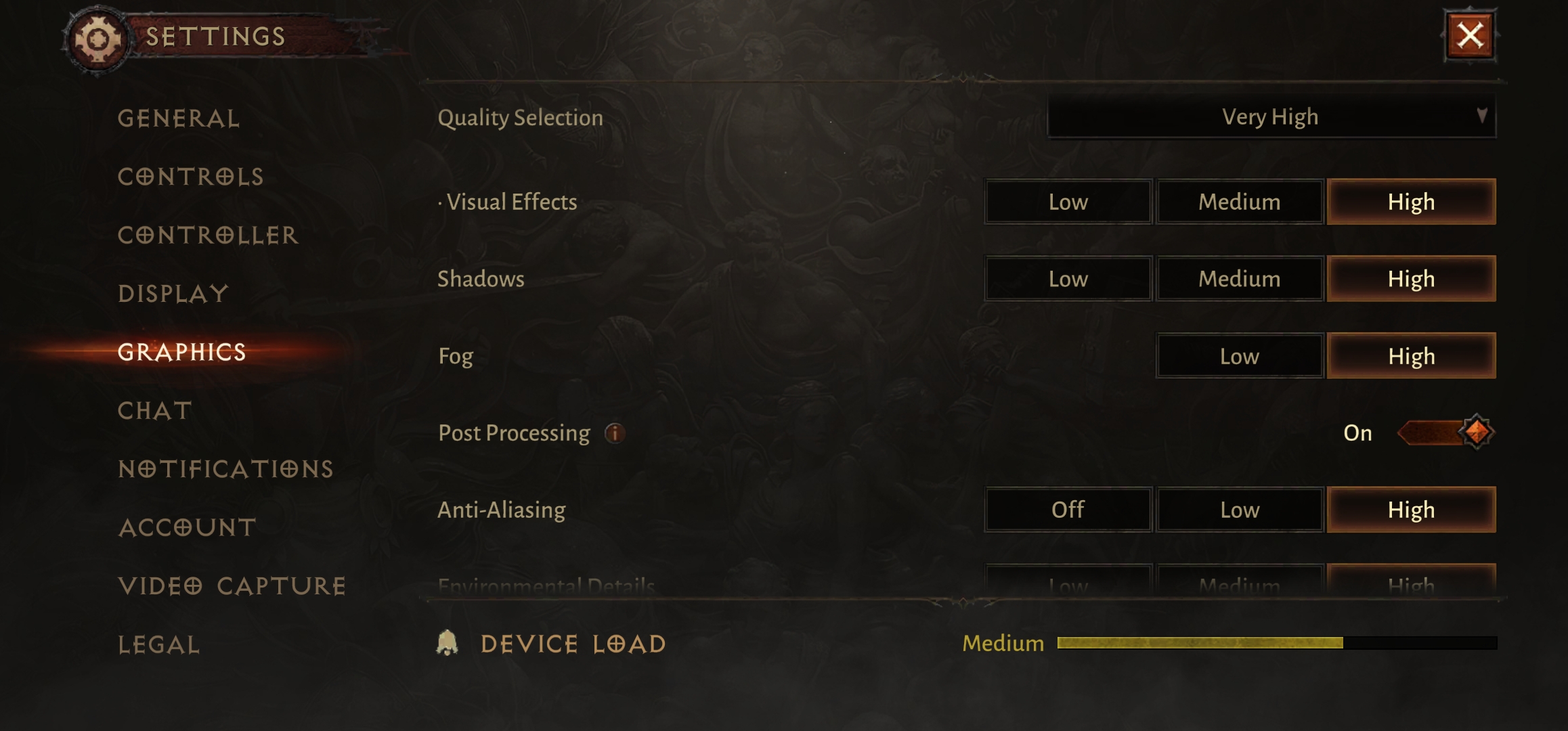 diablo immortal graphics settings on s23 ultra