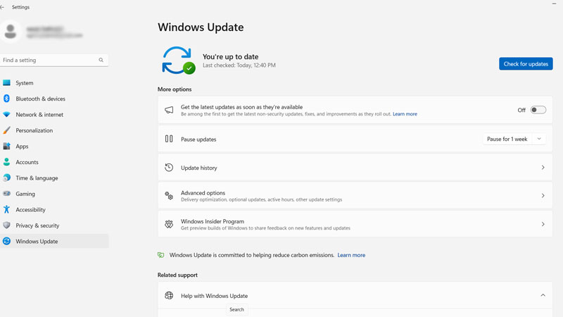 آپدیت کارت گرافیک در ویندوز 11 از طریق تنظیمات