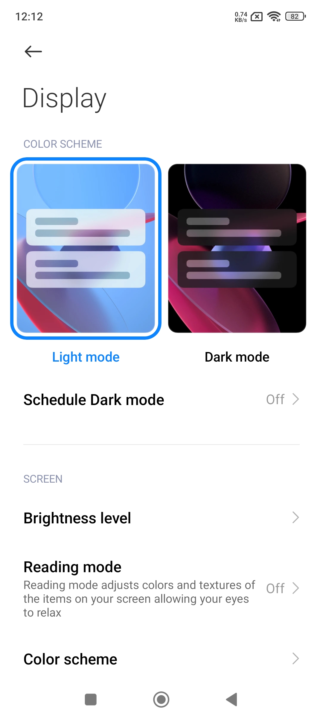 تنظیمات صفحه‌نمایش گوشی poco m6 Pro