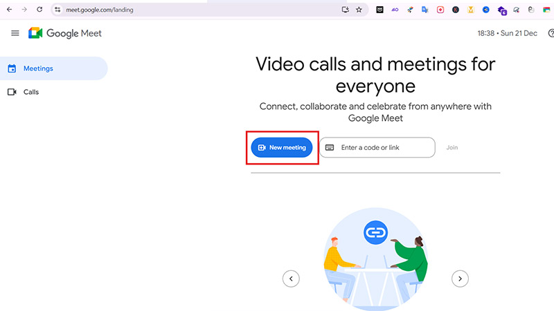 نحوه ایجاد یک کنفرانس جدید در نسخه وب گوگل میت