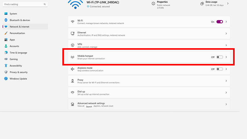 نحوه تبدیل لپ تاپ به مودم وای فای در ویندوز 10 و 11 مرحله 2