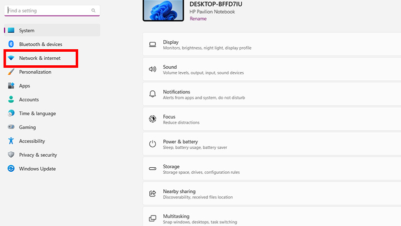 نحوه تبدیل لپ تاپ به مودم وای فای در ویندوز 10 و 11 مرحله 1